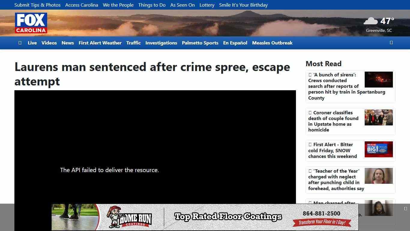 Laurens man sentenced after crime spree, escape attempt